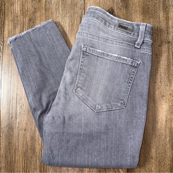 PAIGE Verdugo Skinny Ankle Jeans Mid Rise Raw Hem Fall Grunge Size 28 - Picture 4 of 12